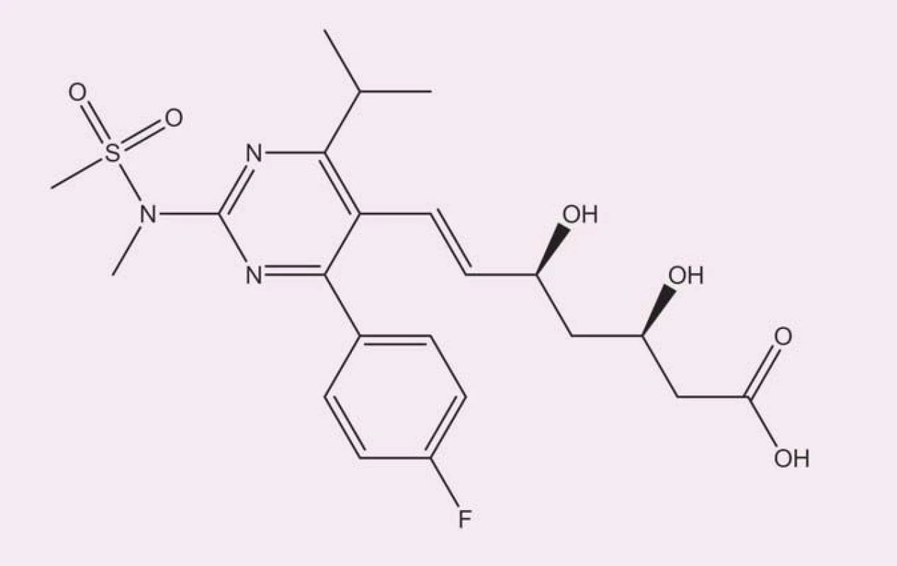 Struktura rosuvastatinu. Upraveno dle [5].